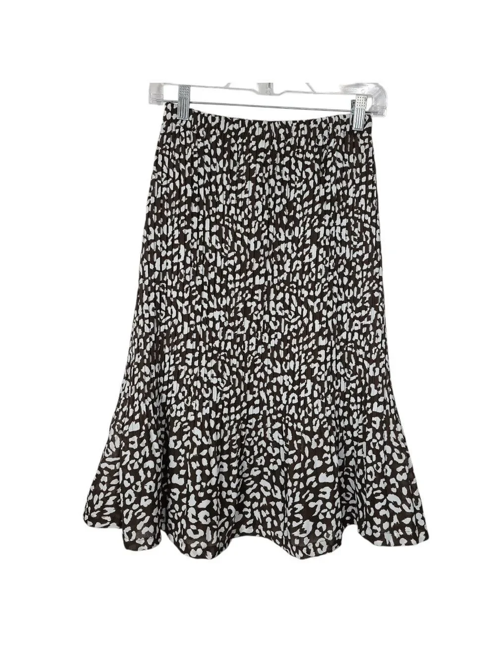 Sunny Leigh Animal Print White Brown Skirt M